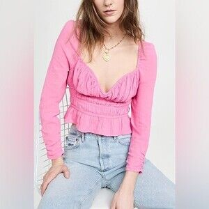 Free People pink tight-fitting cropped blouse Size M